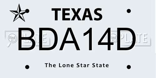 BDA14D Texas License Plate