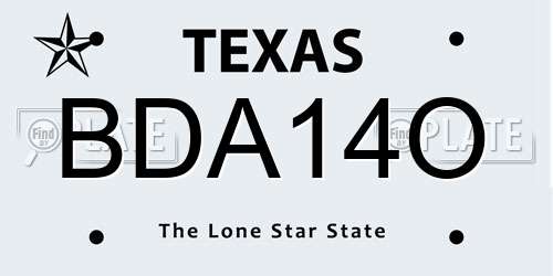 BDA14O Texas License Plate