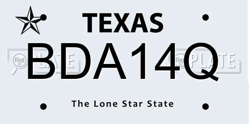 BDA14Q Texas License Plate