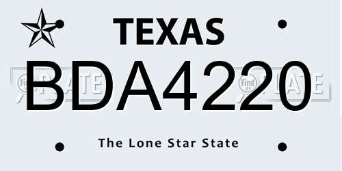 BDA4220 Texas License Plate