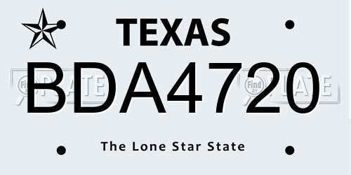 BDA4720 Texas License Plate