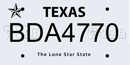 BDA4770 Texas License Plate