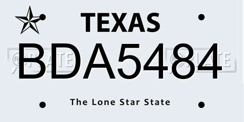 BDA5484 Texas License Plate