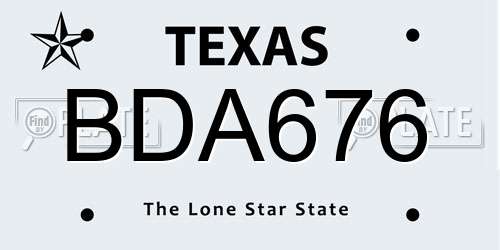 BDA676 Texas License Plate