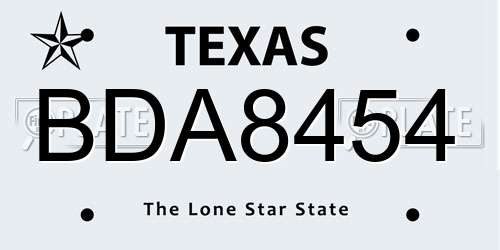 BDA8454 Texas License Plate