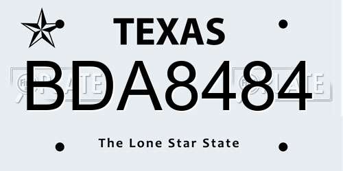 BDA8484 Texas License Plate
