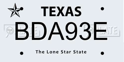 BDA93E Texas License Plate