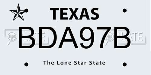 BDA97B Texas License Plate