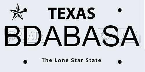 BDABASA Texas License Plate