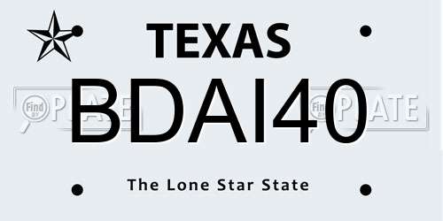 BDAI40 Texas License Plate
