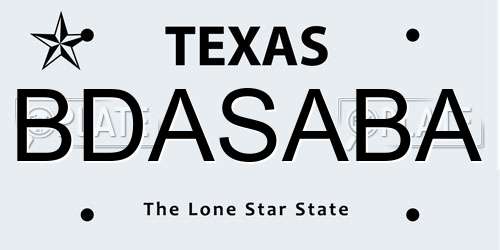 BDASABA Texas License Plate