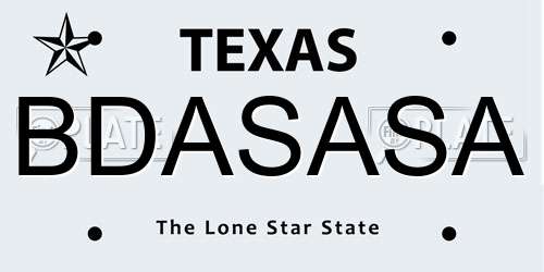 BDASASA Texas License Plate