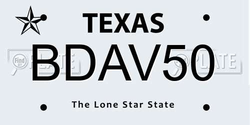 BDAV50 Texas License Plate