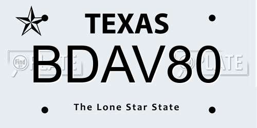 BDAV80 Texas License Plate