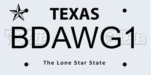 BDAWG1 Texas License Plate