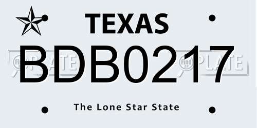 BDB0217 Texas License Plate