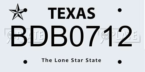 BDB0712 Texas License Plate