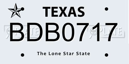 BDB0717 Texas License Plate
