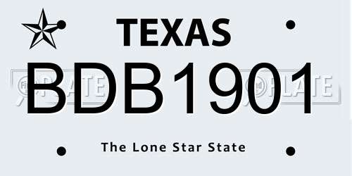 BDB1901 Texas License Plate