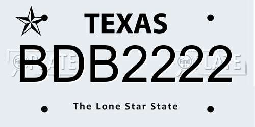 BDB2222 Texas License Plate