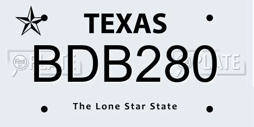 BDB280 Texas License Plate