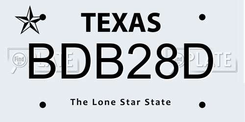 BDB28D Texas License Plate
