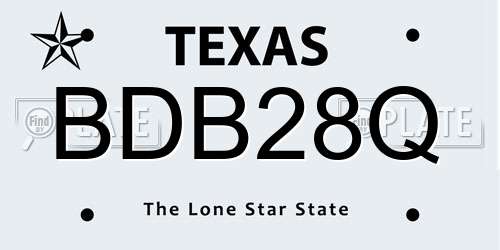 BDB28Q Texas License Plate