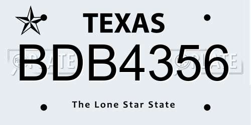 BDB4356 Texas License Plate