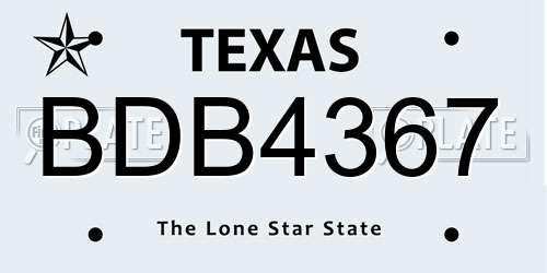 BDB4367 Texas License Plate