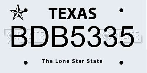 BDB5335 Texas License Plate