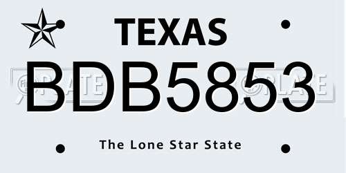 BDB5853 Texas License Plate