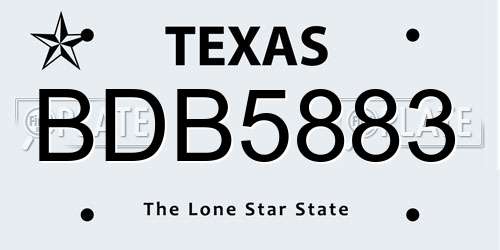 BDB5883 Texas License Plate