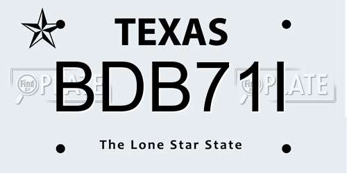 BDB71I Texas License Plate