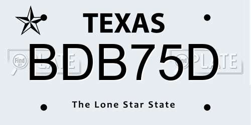 BDB75D Texas License Plate
