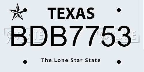 BDB7753 Texas License Plate