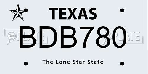 BDB780 Texas License Plate