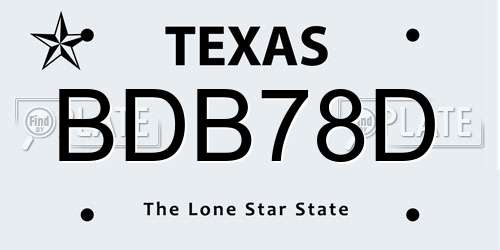 BDB78D Texas License Plate