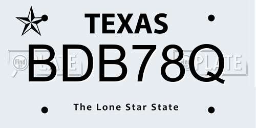BDB78Q Texas License Plate