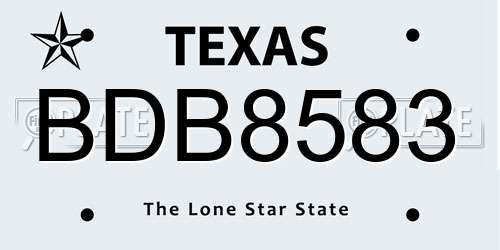 BDB8583 Texas License Plate
