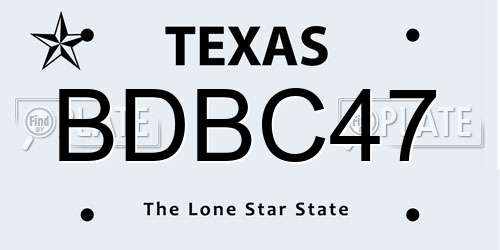 BDBC47 Texas License Plate