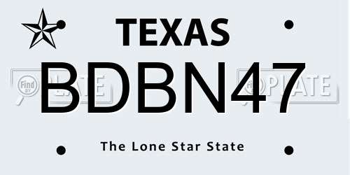 BDBN47 Texas License Plate