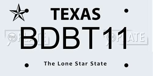 BDBT11 Texas License Plate