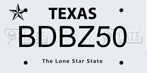 BDBZ50 Texas License Plate