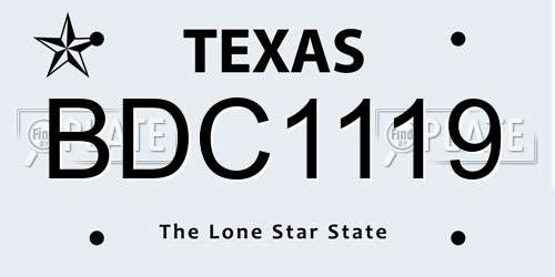 BDC1119 Texas License Plate