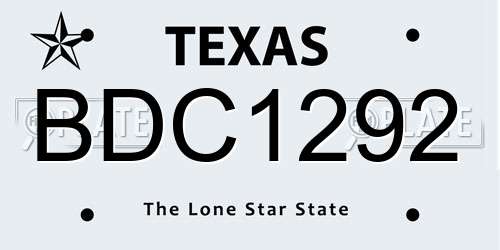 BDC1292 Texas License Plate