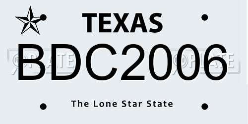 BDC2006 Texas License Plate