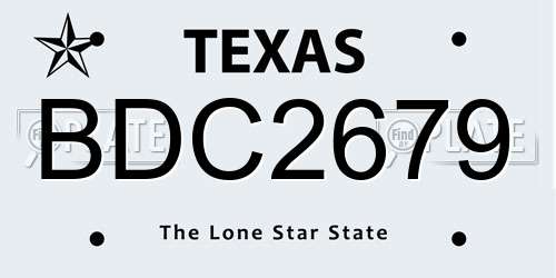 BDC2679 Texas License Plate