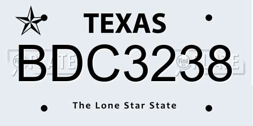 BDC3238 Texas License Plate