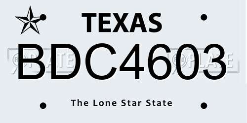 BDC4603 Texas License Plate