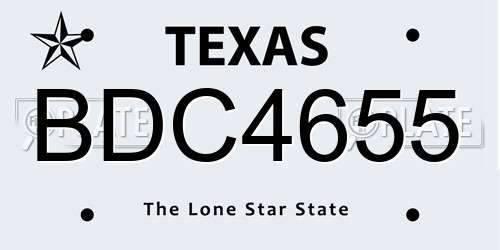 BDC4655 Texas License Plate